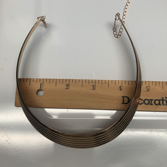 Gold tone Rings Detailed Choker with chain Vintage 80s - Picture 7 of 9